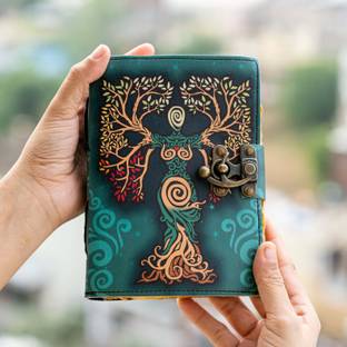 CRAFT JUNKY Vintage Leather Journal Diary with Lock Deckle age Paper A6 Journal Plain 200 Pages