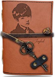DI-KRAFT Handmade Classic Design Leather-Jungkook Printed Leather A6 Diary Unruled 200 Pages