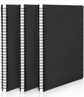 SHUANG YOU Paper A5 Notebook A5 size Black Hardcover Spiral Plain Travel Writing Notebooks 120 Pages