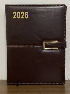 Anicca Premium Brown Lock Button Luppi Sunday Separate Leatherette Tabbed Journal 2026 B5 Diary Ruled 365 Pages