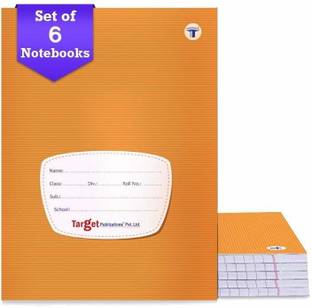 Target Publications Small Notebooks Single Line (172 Ruled Pages) | Soft Brown Cover | 18 cm x 24 cm Approx | Writing book with Page Numbers | Pack of 6 Books | GSM 58 Regular Notebook Ruled Pages 1032 Pages