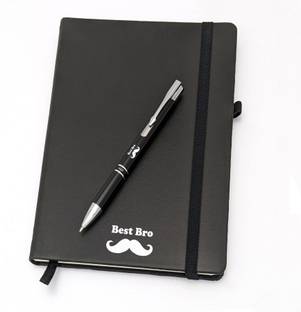 UJJi Bst Bro Printed Click Metal Pen & Notebook for Brothers A5 Gift Set Ruled 186 Pages