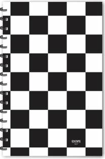 ESCAPER Black Big Checks Chess Pattern Designer Diary A5 Notebook Ruled 160 Pages