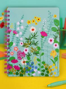 Doodle Floral Pop Wiro Bound Notebook with Bookmark Dangler and Two Sticker Sheets B5 Diary Ruled 160 Pages
