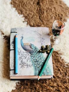 NIZAM HANDICRAFT Peacock cardboard Printed Diary Notebook With Lock Clasp For Gift/Office A5 Diary 200 200 Pages
