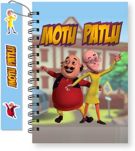 Sketchfab Motu Patlu Spiral Diary with Bookmark Cartoon Journal for Kids | Writing Pad A6 Writing Pad Ruled 144 Pages
