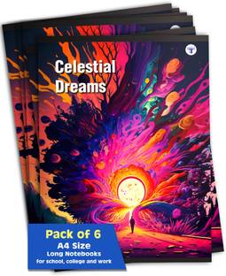 Target Publications Long Notebooks | Celestial Dreams | Single Line Copy | A4 172 Pages | Set of 6 A4 Notebook Ruled 1032 Pages