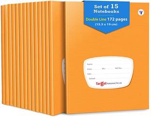 Target Publications Double Line Notebooks for Students | Copy Writing Book | 15.5x19 cm | Set of 15 Regular Notebook Two Line Ruled 172 Pages