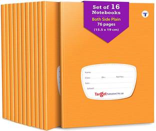 Target Publications Small Notebooks Both Sides Blank |Plain Copy Book| 15.5 x 19 cm|GSM 58|Set of 16 Regular Notebook Unruled/Plain 76 Pages