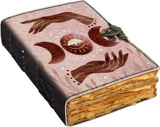 DI-KRAFT Leather Journal with Lock Clasp Antique Handmade Deckle Edge Vintage Paper A5 Journal Unruled 200 Pages