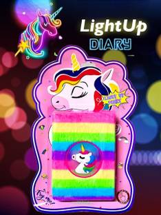 Le Delite unicorn fur led light diary notebook Pen Gift Set