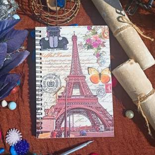 tarun craft Eco Friendly Unruled Handmade Paper Made of Cotton Rags Effil Tower A5 Diary Unruled 100 Pages