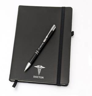 UJJi Doctor Logo Printed Click Metal Pen & Notebook for Brothers A5 Gift Set Ruled 186 Pages