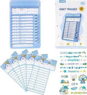Magnemite Habit Tracker Kids Chore Chart, Plastic Checklist Board with 15 Detachable Sheet Regular Planner/Organizer Ruled 15 Pages