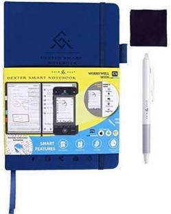 CUIR ALLY Dexter Erasable and Reusable Smart Notebook-Blue A5 Diary Ruled 100 Pages