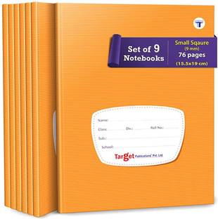 Target Publications Small Square Ruled Notebooks | Square 9 mm | 76 Ruled Pages | Hard Brown Cover | 15.5 cm x 19 cm Approx | Maths Exercise Small Grid Notebooks | Pack of 9 Books | Regular Notebook Ruled 684 Pages