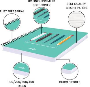 UNIGO Premium Spiral Binding A4 Notebook Plain/ Unruled Pages, 100 Pages