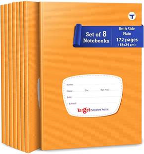 Target Publications Both Sides Blank Notebook | Small Copy| 18 x 24 cm | Plain Notebook| Set of 8 Regular Notebook Unruled 172 Pages