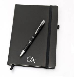 UJJi CA Logo Printed Click Metal Pen & Notebook A5 Gift Set Ruled 186 Pages