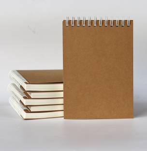 TWONE Spiral Brown Eco- Friendly Notepad A6 Note Pad Dotted 100 Pages
