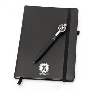 UJJi Advocate Logo Clip Metal Pen with Notebook A5 Gift Set Ruled 186 Pages