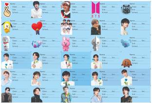 RINKON School Notebook Labels Bts (Count 30) School Name Stickers Label Students Regular Note Book Printed 1 Pages