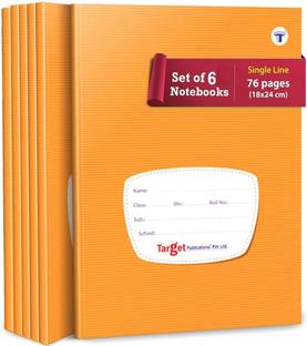 Woodsnipe Single Line Notebook | Small Single Line Copy | 72 Ruled Pages | Soft Brown Cover Book | 18 cm x 24 cm Approx | for School, College and Office Use | GSM 60 | Pack of 6 Regular Notebook Single Line 432 Pages