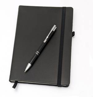 UJJi Metal Pen with Notebook Set in PU Leather with Elastic Closure and Pen Loop A5 Gift Set Ruled 186 Pages