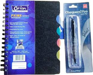 ORION BEST GIFT FOR TEACHER'S DAY,SET OF 5 SUBJECT A5 NOTEBOOK & CHEQUER BALL PEN Pen Gift Set