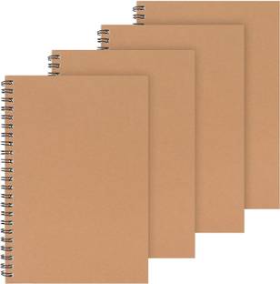 TWONE A5 Spiral Notebook,4 Pack Kraft Cover Ruled Journals Notebooks A5 Notebook Ruled 100 Pages