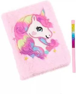 Saiesh Beautiful Unicorn fur diary A5 Diary Yes 100 Pages