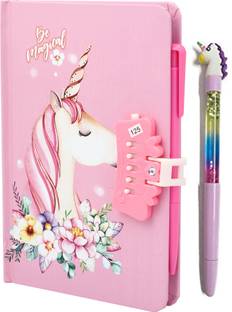 TECHNOCHITRA Unicorn Password Lock Diary for Girls A5 Notebook Single 80 Pages