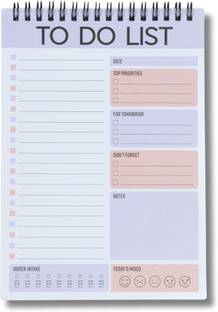 Hippie Toobi To Do List Daily Planner with Priority Sections, Water Intake and Mood Tracker A5 Note Pad Ruled 60 Pages