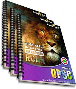 Bungbee UPSC Mains Answer Writing Copy Booklet- Design 6, 210 Pages/ 105 Sheets per Book A4 Notebook Unruled 630 Pages