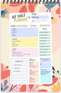 ESCAPER Art Flowers Theme Daily Planner Diary (A5 Size - 8.5"L x 5.5"W - 80 Days Plan) | Daily Planner for Students | Daily Planner Notepad A5 Planner/Organizer Ruled 80 Pages