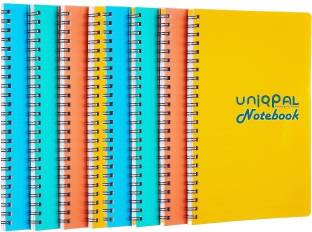 UNIQPAL Set of 8 A4 Notebook Spiral Plain 1600 Pages, Each notebook 200 Pages