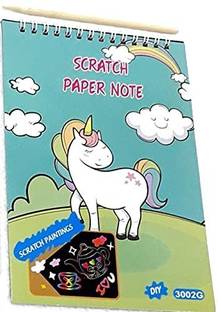 vworld Cartoon Printed Scratch Art Book with Wooden Stylus for Kids A2 Diary -- 30 Pages
