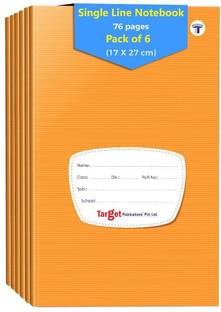 Target Publications Small Notebooks Single Line | Writing book | 17x27 cm Approx | GSM 58| Set of 6 Regular Notebook Ruled Pages 76 Pages