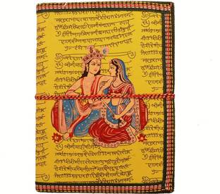 Purpledip Handmade Paper Journal with Thread Closuer : Radha-Krishna Eternal Love Book-size Diary Unruled 48 Pages