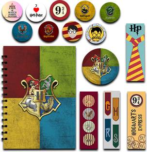 RINKON Harry Potter House Crest Notebook Combo Bookmarks Badge Stickers 160 Pages A5 Note Book Unrulled 160 Pages