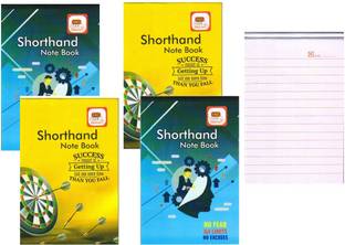 First Click Shorthand/Steno Notebook 160 Pages in a Booklet Pack of 4 booklet 12.2 x 18 cm Mini Writing Pad Both Side Ruled 160 Pages