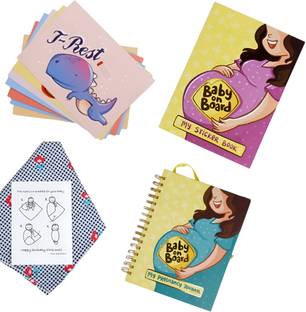 QWIRK STORE Pregnancy Journal with Free-Baby Swaddle,StickerBook,Graphic Diary & Mood Cards Regular Journal UNRULED 280 Pages
