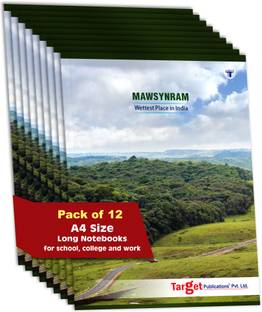 Target Publications Long Notebooks | Mawsynram-India Series |Writing Book|20x28 cm|GSM 58|Set of 12 Regular Notebook Single Line Ruled 140 Pages