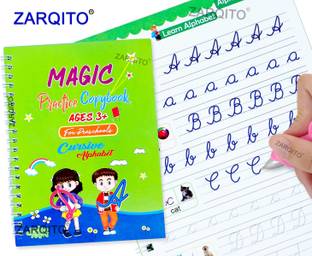 ZARQITO Cursive writing practice magic practice copy book Book-size Note Book 4book+10refills 16 Pages