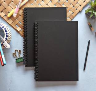 TORTUGA A5 SPIRAL Bound (Black cover),Notebook, Journal, diary 50 sheets ( pack of 2) A5 Notebook Unruled 100 Pages