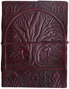 KRISHNA HANDICRAFTS Embossed Leather Diary A5 Diary Plain 100 Pages