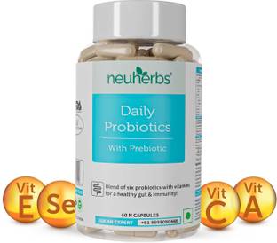 Neuherbs Daily Probiotics Supplement with Prebiotic, Vitamins for Healthy Gut & Immunity Natural Capsules