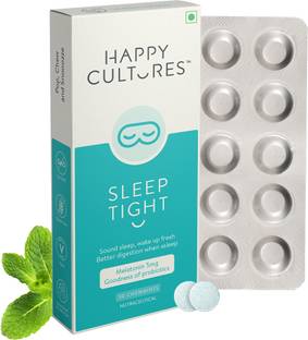 Happy Cultures Sleep Tight Melatonin 5Mg & Probiotics| Deep Sleep, Non-Addictive|Mint taste