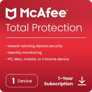 McAfee Total Protection 2023 1 PC 1 Year Total Security Compatible with Windows, Android, Mac, iOS (Email Delivery - No CD)