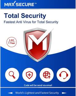 Max Secure 3 User PC 1 Year Total Security Compatible with Windows (Email Delivery - No CD)